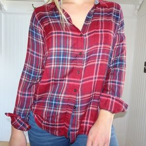 Red Lucky Brand Plaid shirt